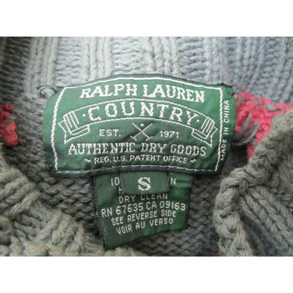 Vintage Ralph Lauren Polo Country Cotton Hand Knitted Aztec Southwest Sweater S - Picture 8 of 9